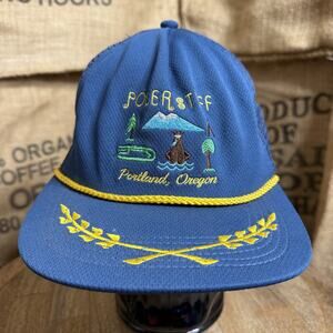 Poler Stuff Portland Oregon Trucker Hat Blue Mesh Snapback Cap Rope Trim